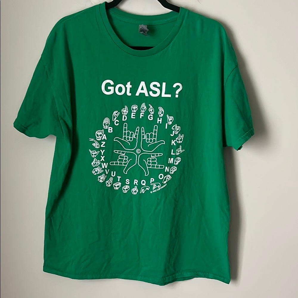 Gildan Green Unisex XL ASL Graphic T-Shirt
